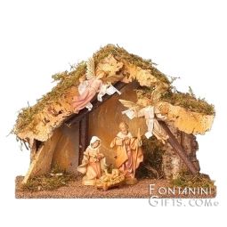 5 Inch Scale 5 Piece Nativity Set with Stable by Fontanini