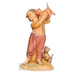 5 Inch Scale Seth Boy with Cats by Fontanini - Save an additional $7.00 at Checkout