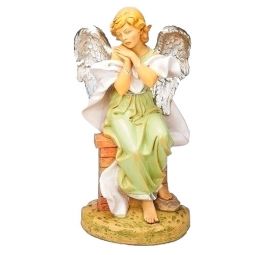 50 Inch Scale Fontanini Sitting Angel with Silver Wings