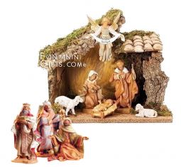 5 Inch Scale 9 Piece Nativity Set with Stable by Fontanini