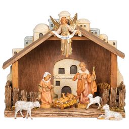 5 Inch Scale 7 Piece Nativity Set with Stable by Fontanini
