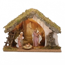 7.5 Inch Scale LED Lighted 3 Piece Nativity Set with Stable by Fontanini Optional Adapter Avail