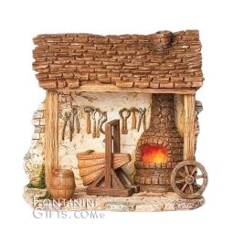 5 Inch Scale LED Lighted Blacksmith Shop by Fontanini - Out of Stock until October