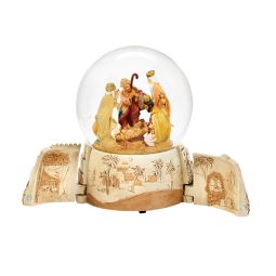 7.5"H 120MM Holy Family Musical Glitterdome By Fontanini