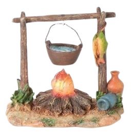 5 Inch Scale Lighted Campfire with Pot by Fontanini