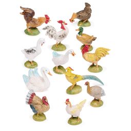 5 Inch Scale Barnyard Birds - 12 Piece Set