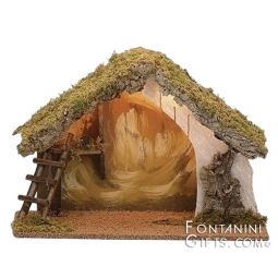Fontanini 7.5 Inch Scale LED Lighted Wood Stable - Optional Adapter Avail