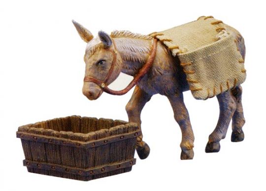 Nativity Animals Villagers 5pc 5 inch Scale Horse Cow Donkey Water Trough 