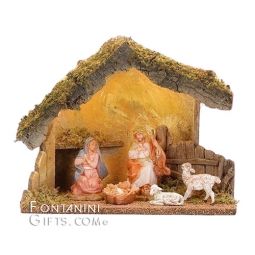 5 Inch Scale 5 Piece LED Lighted Nativity Set -Optional Adapter Avail