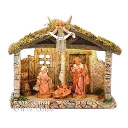 Fontanini 5 Inch Scale 4 Piece USB Lighted Nativity Set Optional Adapter Avail, Out of stock until S