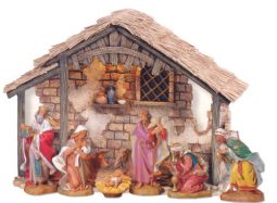 7.5 Inch Scale 8 Piece Lighted Nativity Set with Stable by Fontanini