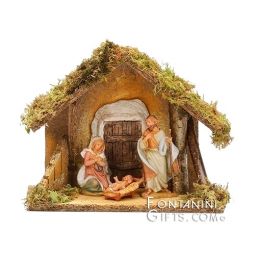 Fontanini 3.5 Inch Scale 3 Piece Nativity Set with Stable