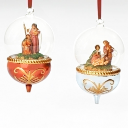 Holy Family Dome Ornaments ( Set of 2 ) by Fontanini