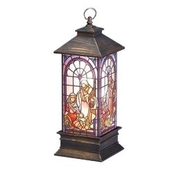 Fontanini 11 Inch High Holy Family LED Stained Glass Lantern
