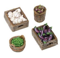 Fontanini 5 Inch Scale 4 Piece Basket and Crate Set