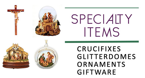 Crucifix, Glitterdomes, Ornaments, and Gift items